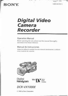 Sony DCR VX 1000 E manual. Camera Instructions.